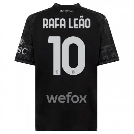Fotbalové dres AC Milán Rafael Leao 10 Čtvrtý 2023-24 Černá Krátký Rukáv